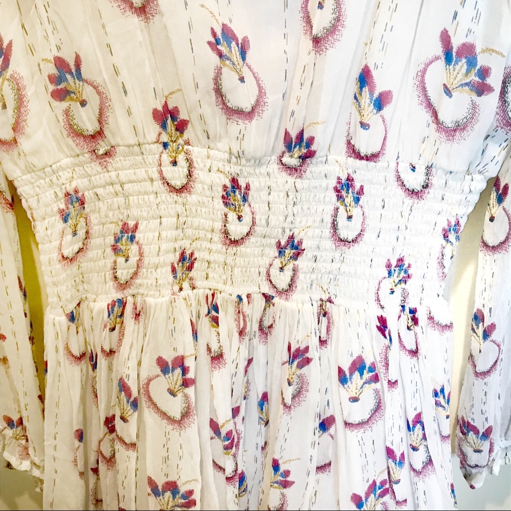 Free People Chiffon Floral Print Skater Dress Sz L - Picture 3 of 8